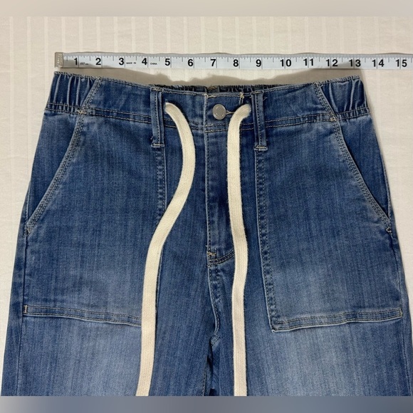 Judy Blue High Rise Boyfriend Jogger Jeans Size 0/24 Blue Drawstring Waist - Picture 11 of 16